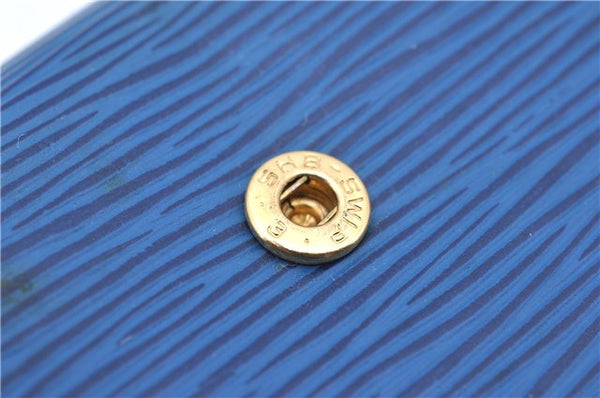 Authentic LOUIS VUITTON Epi Arts Deco Clutch Bag Blue M52635 LV 4673C