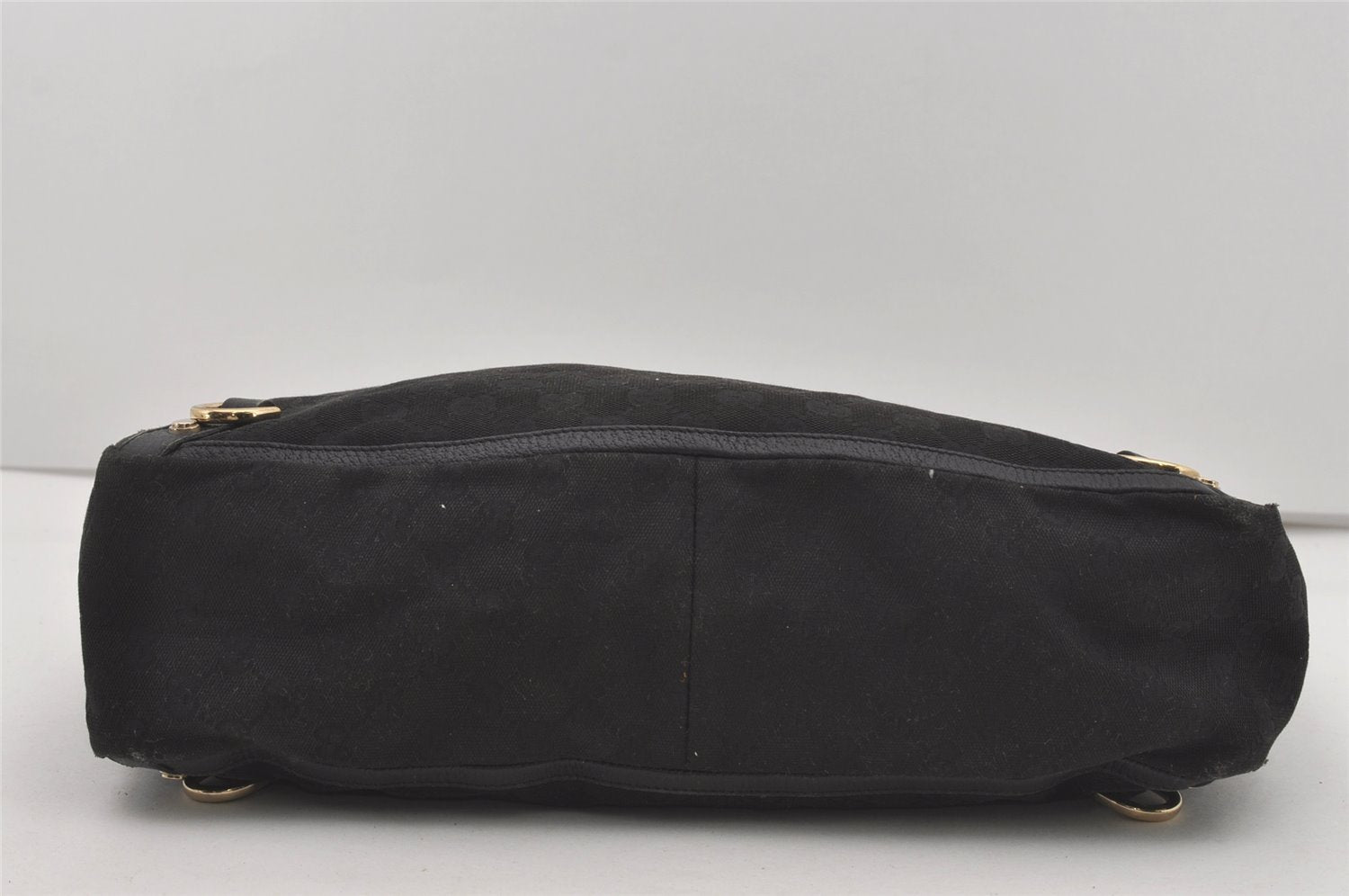 Authentic GUCCI Abbey Shoulder Tote Bag GG Canvas Leather 141472 Black 4676I