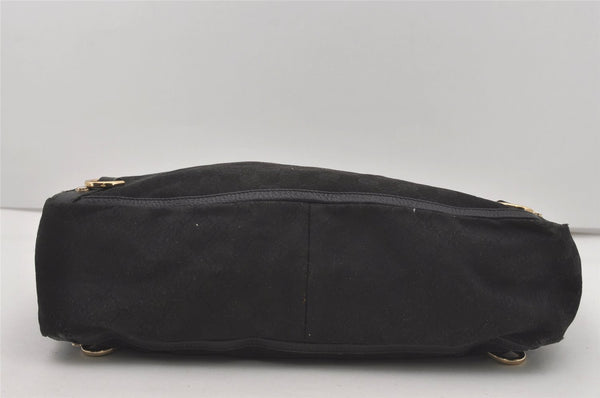 Authentic GUCCI Abbey Shoulder Tote Bag GG Canvas Leather 141472 Black 4676I