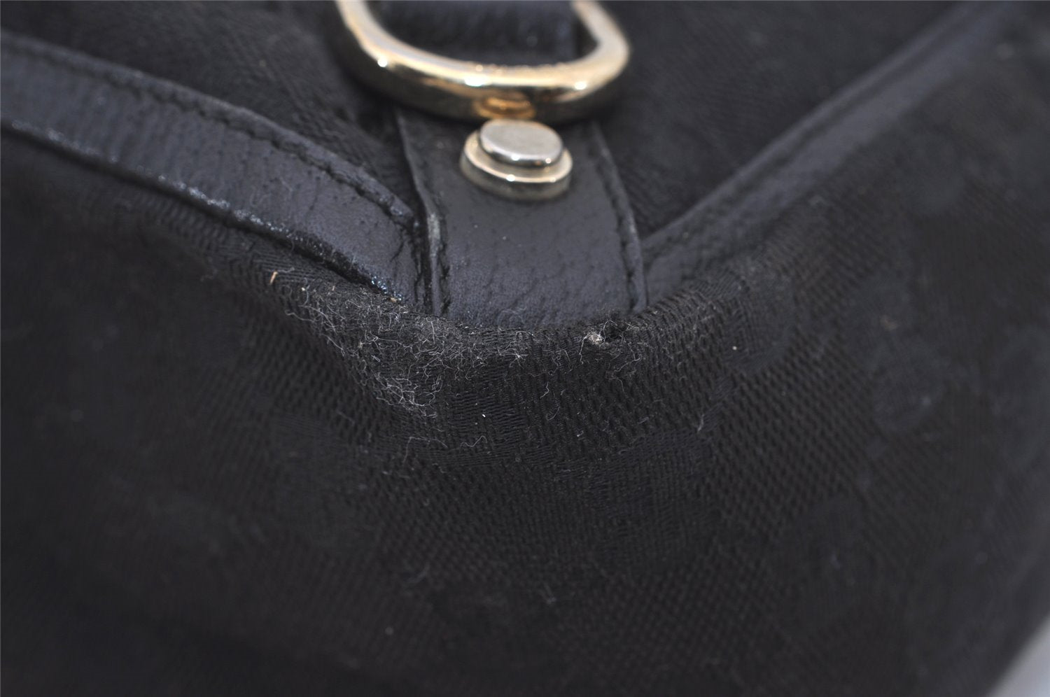 Authentic GUCCI Abbey Shoulder Tote Bag GG Canvas Leather 141472 Black 4676I