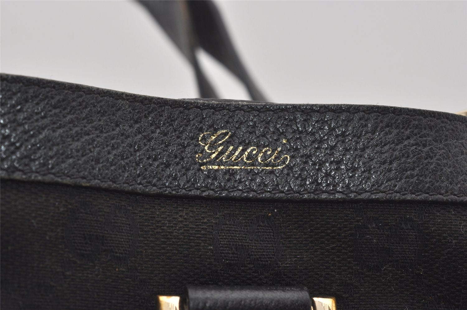 Authentic GUCCI Abbey Shoulder Tote Bag GG Canvas Leather 141472 Black 4676I