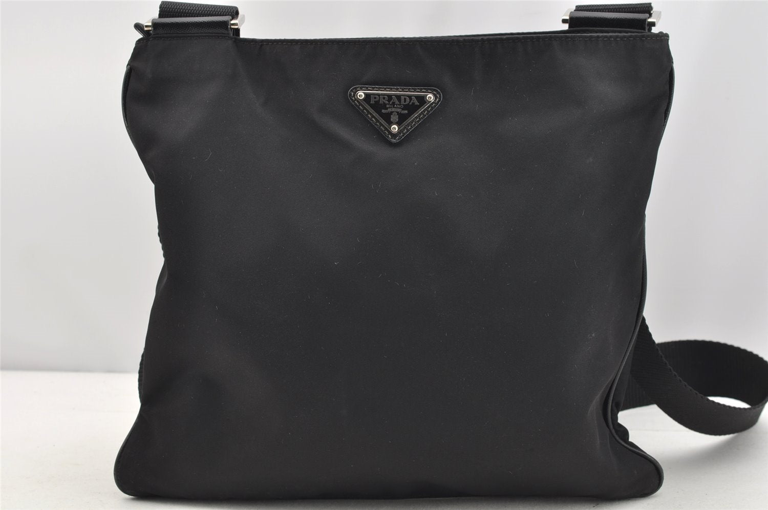 Authentic PRADA TESSUTO SAFFI Nylon Leather Shoulder Bag VA0053 Black 4678I