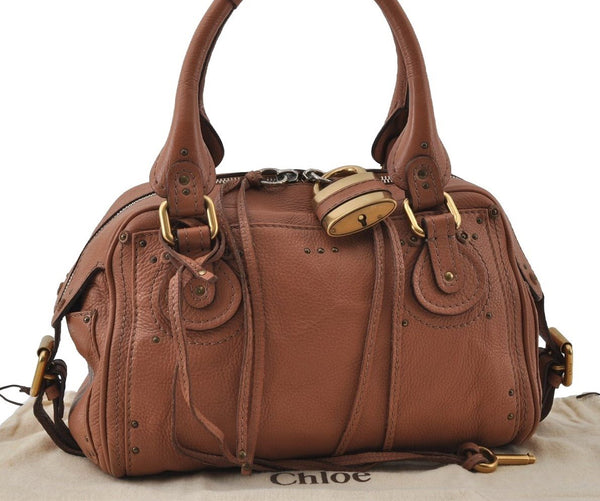 Authentic Chloe Paddington Vintage Leather Shoulder Hand Bag Purse Brown 4679I