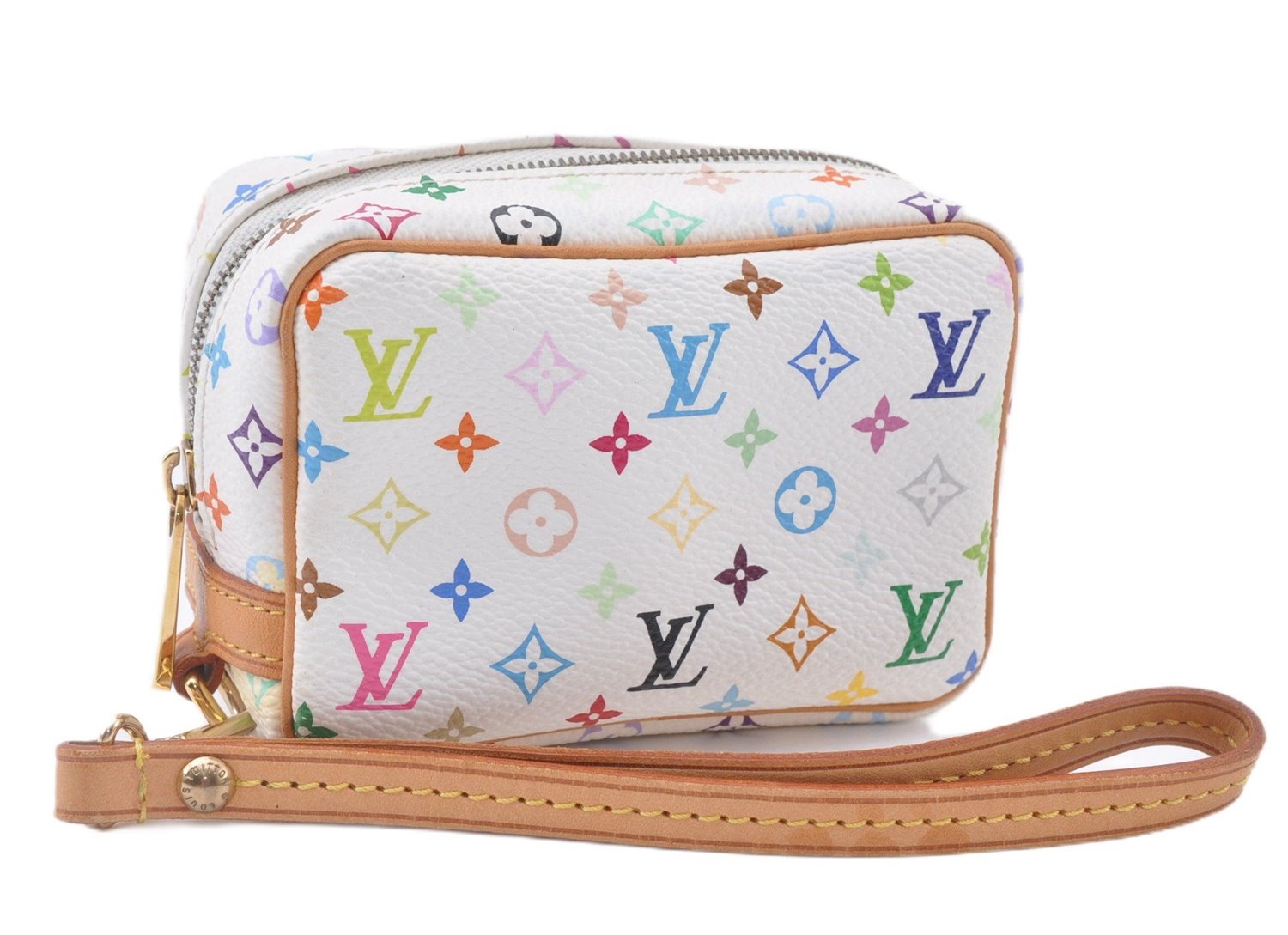 Auth Louis Vuitton Monogram Multicolor Trousse Wapiti Pouch M58033 White 4683F
