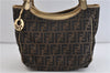 Authentic FENDI Zucca Shoulder Tote Bag Canvas Leather Brown Gold 4684C