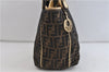 Authentic FENDI Zucca Shoulder Tote Bag Canvas Leather Brown Gold 4684C