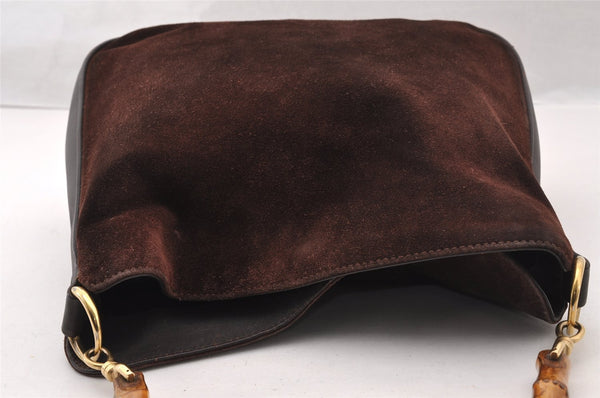 Authentic GUCCI Bamboo 2Way Shoulder Hand Bag Suede Leather 0011638 Brown 4684I