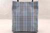 Authentic BURBERRY Vintage Canvas Leather Tote Hand Bag Purse Light Blue 4685I