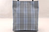 Authentic BURBERRY Vintage Canvas Leather Tote Hand Bag Purse Light Blue 4685I