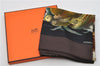 Authentic HERMES Carre 90 Scarf "H de LINARES" Silk Brown Box 4686F