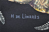 Authentic HERMES Carre 90 Scarf "H de LINARES" Silk Brown Box 4686F