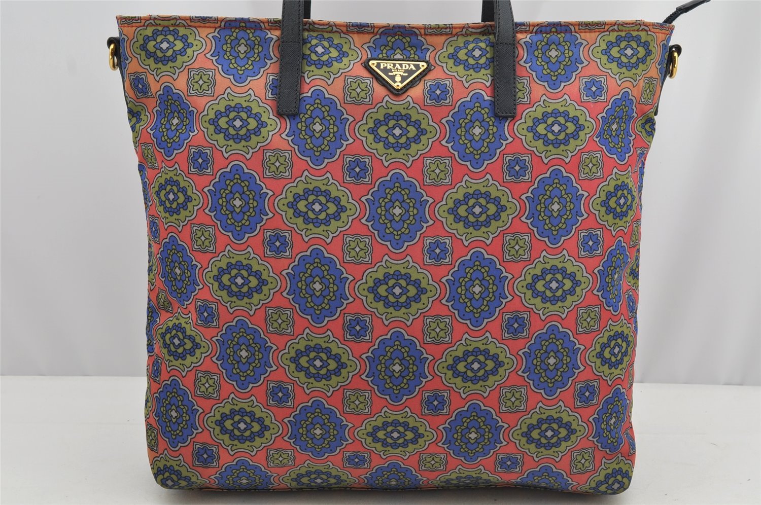 Authentic PRADA Nylon Tessuto Leather 2Way Shoulder Tote Bag Pink Blue 4689I