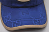 Authentic GUCCI Off The Grid Cap GG Nylon Leather Size M 627114 Blue 4692I