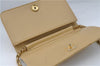 Authentic CHANEL Lamb Skin Matelasse Chain Shoulder Cross Bag Beige Junk 4693C