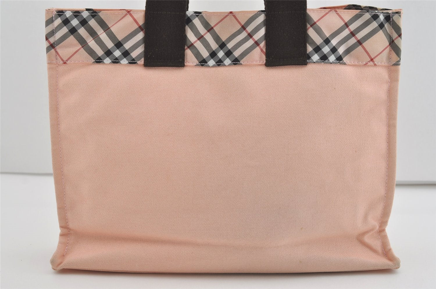 Authentic BURBERRY BLUE LABEL Check Hand Tote Bag Canvas Nylon Pink 4694I