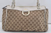 Authentic GUCCI Abbey Shoulder Tote Bag GG Canvas Leather 189831 Brown 4695I