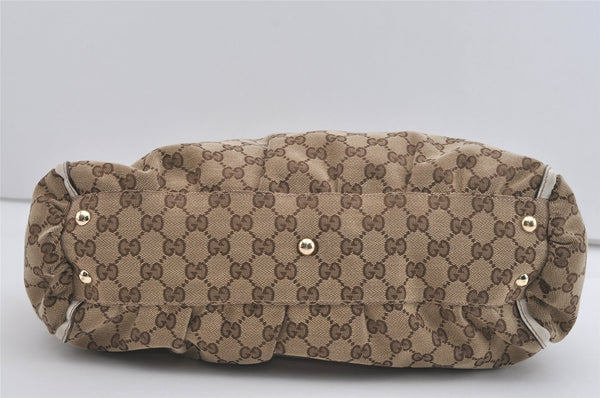Authentic GUCCI Abbey Shoulder Tote Bag GG Canvas Leather 189831 Brown 4695I