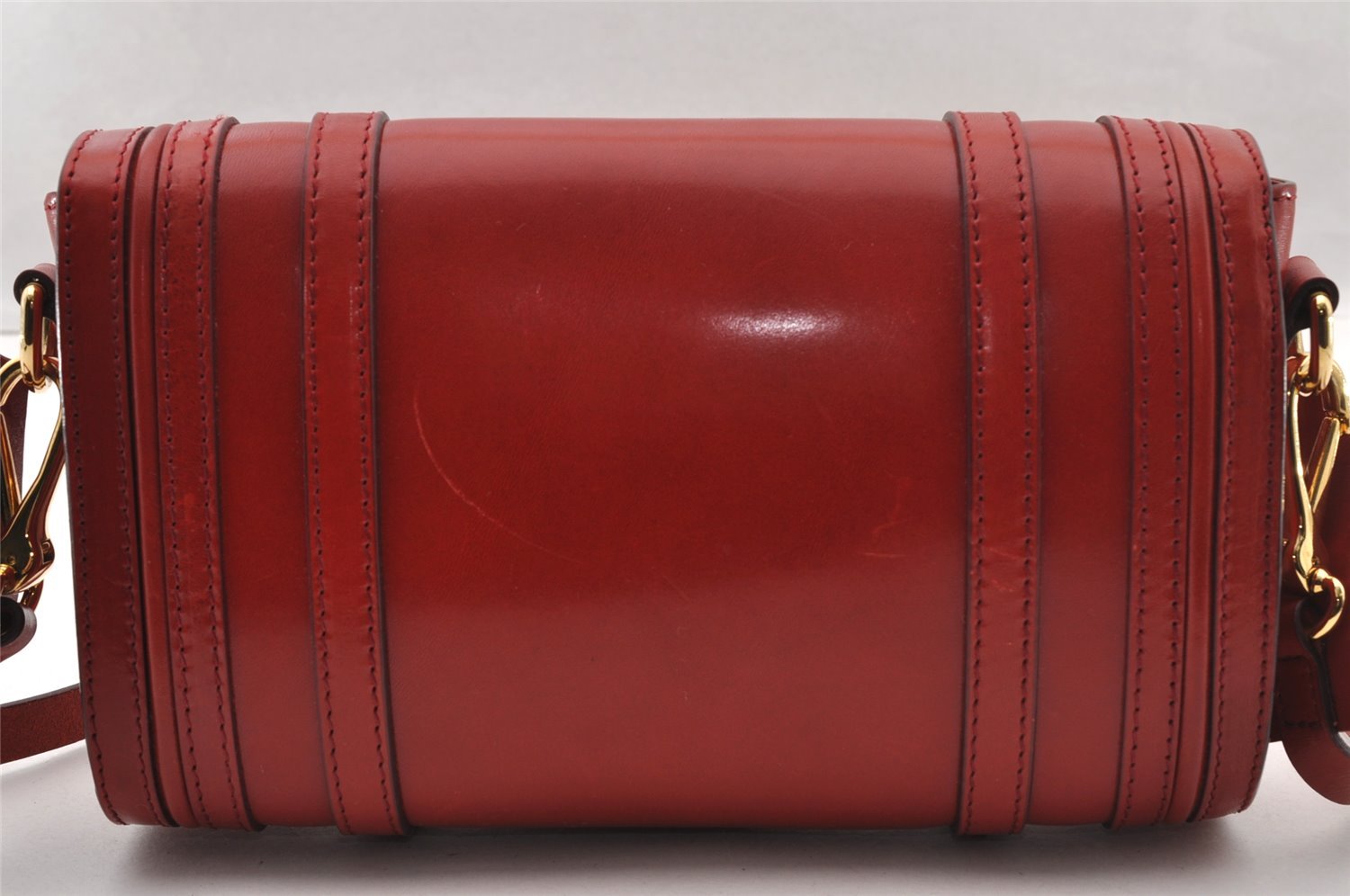 Authentic BURBERRY Vintage Leather Shoulder Cross Body Bag Purse Red 4696I