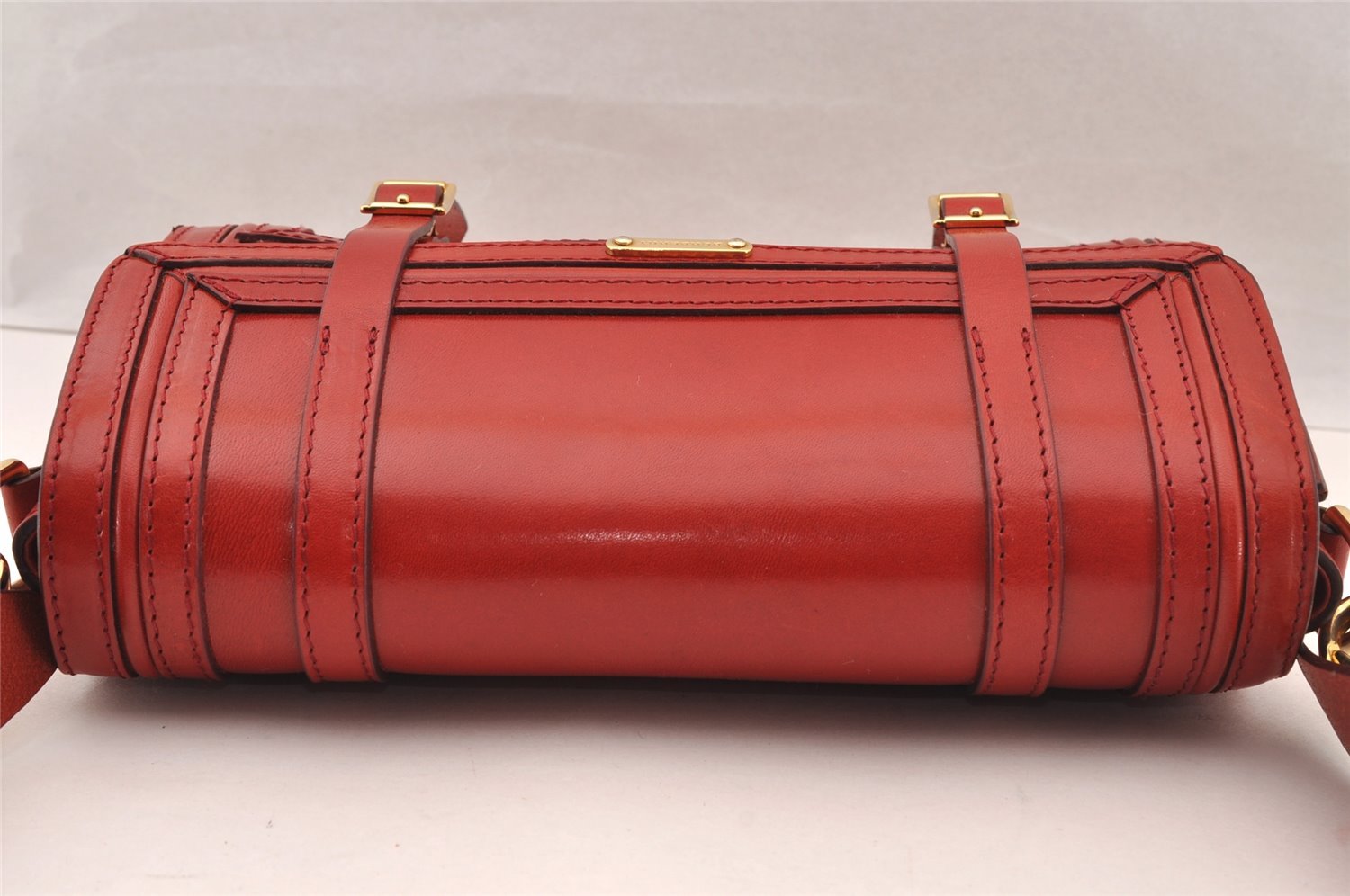 Authentic BURBERRY Vintage Leather Shoulder Cross Body Bag Purse Red 4696I