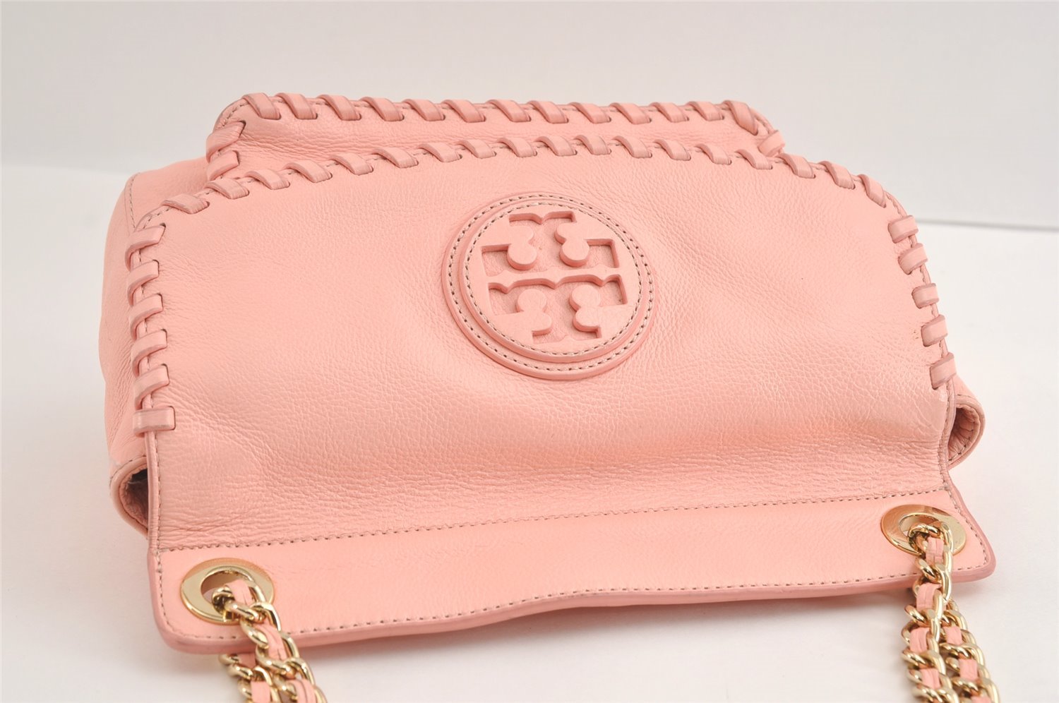 Authentic TORY BURCH Vintage Chain Leather Shoulder Hand Bag Purse Pink 4698I