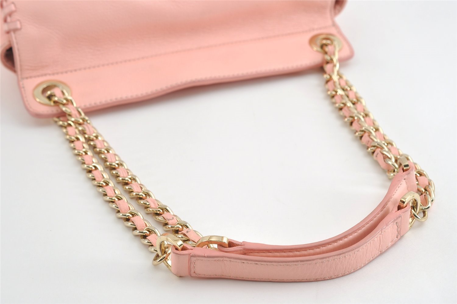 Authentic TORY BURCH Vintage Chain Leather Shoulder Hand Bag Purse Pink 4698I