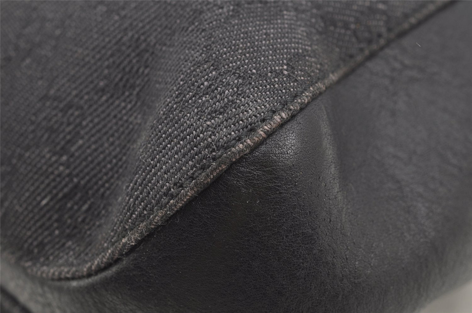 Authentic GUCCI Horsebit Shoulder Tote Bag GG Canvas Leather 101971 Black 4699I