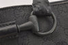 Authentic GUCCI Horsebit Shoulder Tote Bag GG Canvas Leather 101971 Black 4699I