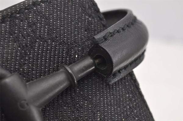 Authentic GUCCI Horsebit Shoulder Tote Bag GG Canvas Leather 101971 Black 4699I