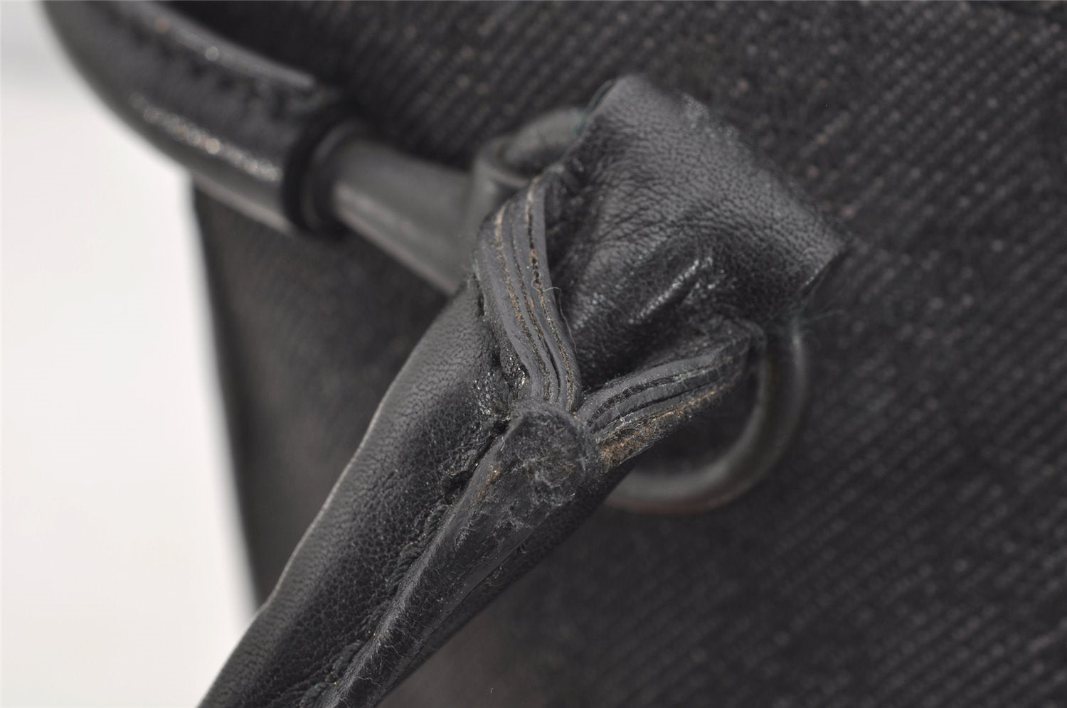 Authentic GUCCI Horsebit Shoulder Tote Bag GG Canvas Leather 101971 Black 4699I