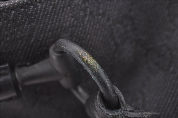 Authentic GUCCI Horsebit Shoulder Tote Bag GG Canvas Leather 101971 Black 4699I