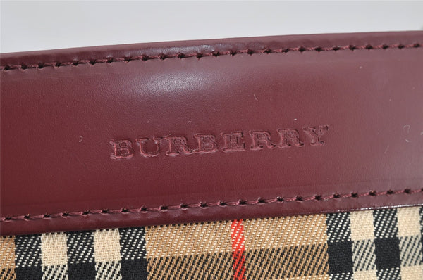 Authentic BURBERRY Vintage Leather Shoulder Hand Bag Bordeaux 4700I