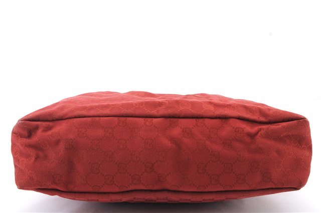 Authentic GUCCI Horsebit Shoulder Hand Bag GG Canvas Leather 115867 Red 4702C