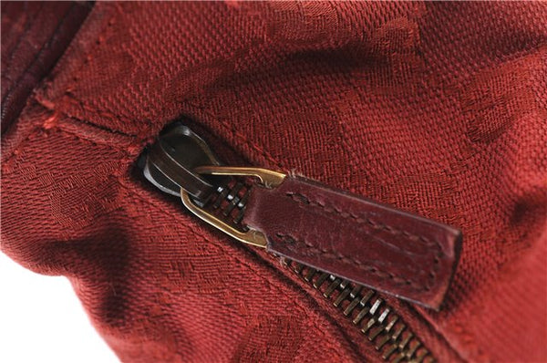 Authentic GUCCI Horsebit Shoulder Hand Bag GG Canvas Leather 115867 Red 4702C