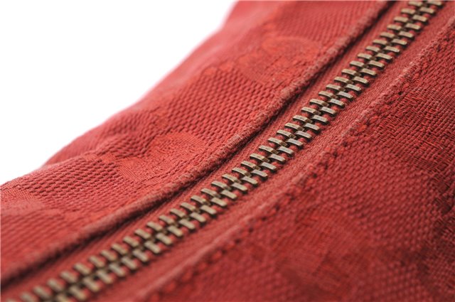 Authentic GUCCI Horsebit Shoulder Hand Bag GG Canvas Leather 115867 Red 4702C