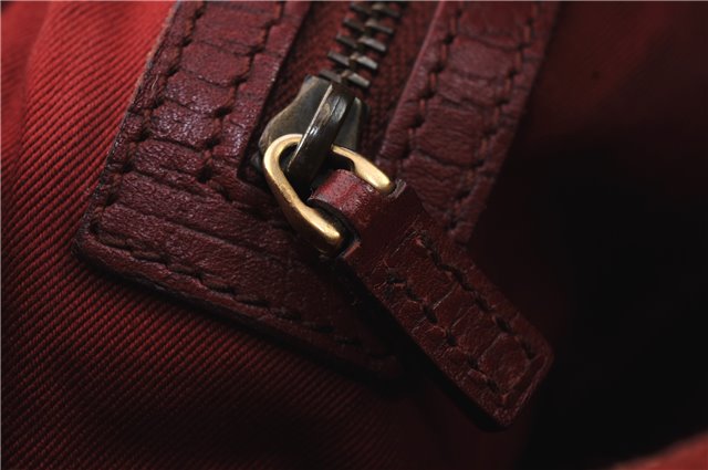 Authentic GUCCI Horsebit Shoulder Hand Bag GG Canvas Leather 115867 Red 4702C