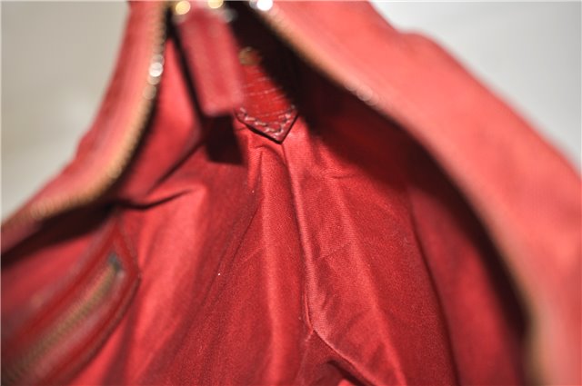 Authentic GUCCI Horsebit Shoulder Hand Bag GG Canvas Leather 115867 Red 4702C