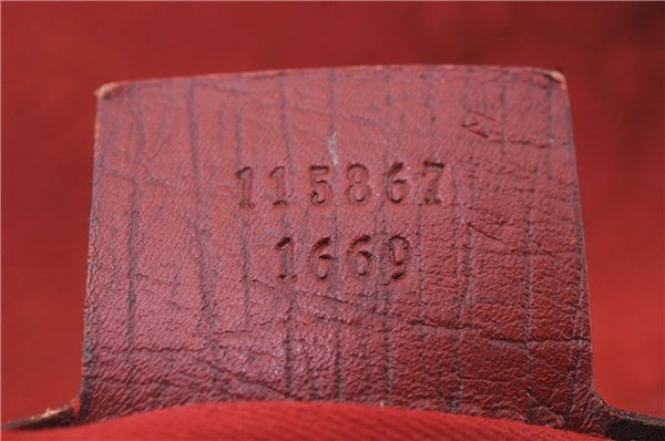 Authentic GUCCI Horsebit Shoulder Hand Bag GG Canvas Leather 115867 Red 4702C