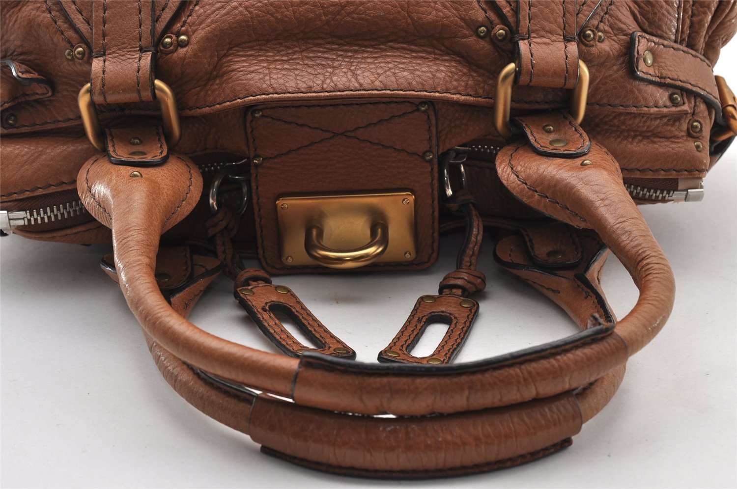 Authentic Chloe Paddington Vintage Leather Shoulder Hand Bag Purse Brown 4702I