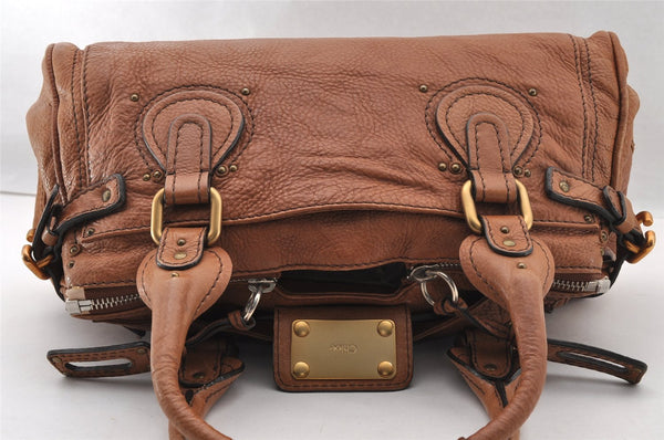 Authentic Chloe Paddington Vintage Leather Shoulder Hand Bag Purse Brown 4702I