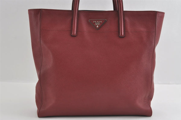 Authentic PRADA Saffiano Leather 2Way Shoulder Hand Tote Bag Bordeaux 4703I