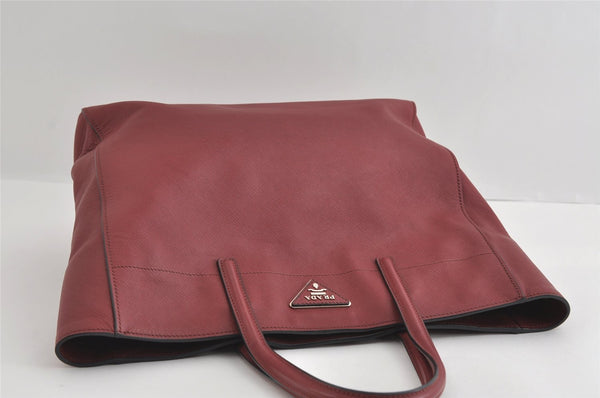 Authentic PRADA Saffiano Leather 2Way Shoulder Hand Tote Bag Bordeaux 4703I