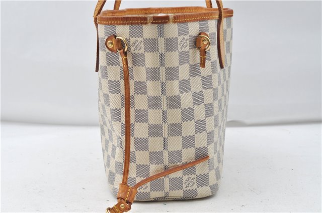 Authentic Louis Vuitton Damier Azur Neverfull PM Tote Bag N51110 LV 4705D