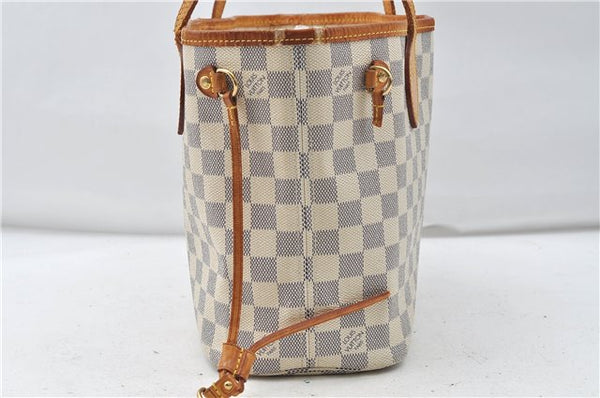 Authentic Louis Vuitton Damier Azur Neverfull PM Tote Bag N51110 LV 4705D