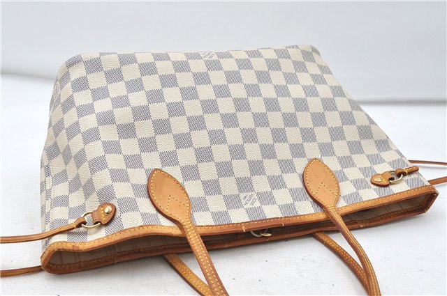 Authentic Louis Vuitton Damier Azur Neverfull PM Tote Bag N51110 LV 4705D