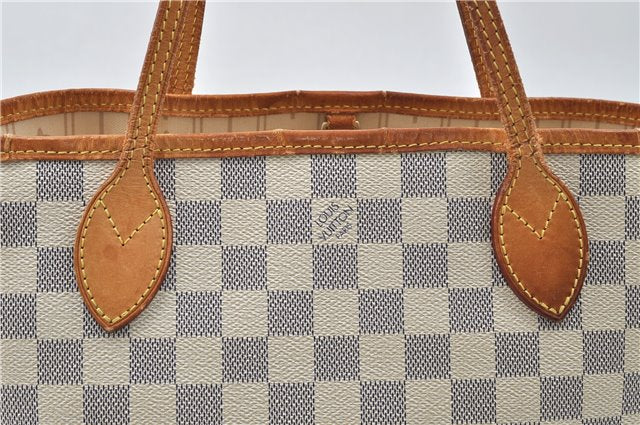 Authentic Louis Vuitton Damier Azur Neverfull PM Tote Bag N51110 LV 4705D