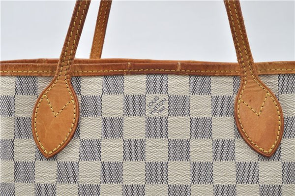 Authentic Louis Vuitton Damier Azur Neverfull PM Tote Bag N51110 LV 4705D