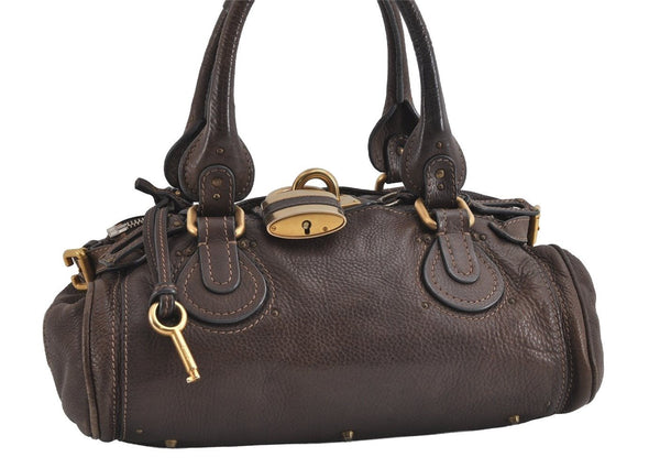 Authentic Chloe Paddington Vintage Leather Shoulder Hand Bag Purses Brown 4705I