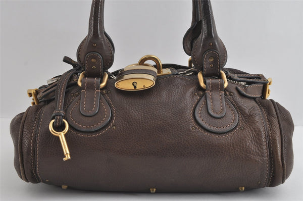 Authentic Chloe Paddington Vintage Leather Shoulder Hand Bag Purses Brown 4705I