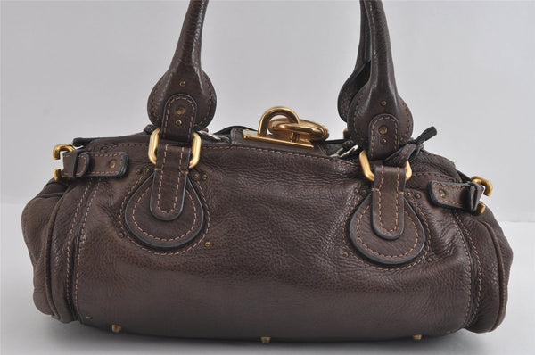 Authentic Chloe Paddington Vintage Leather Shoulder Hand Bag Purses Brown 4705I