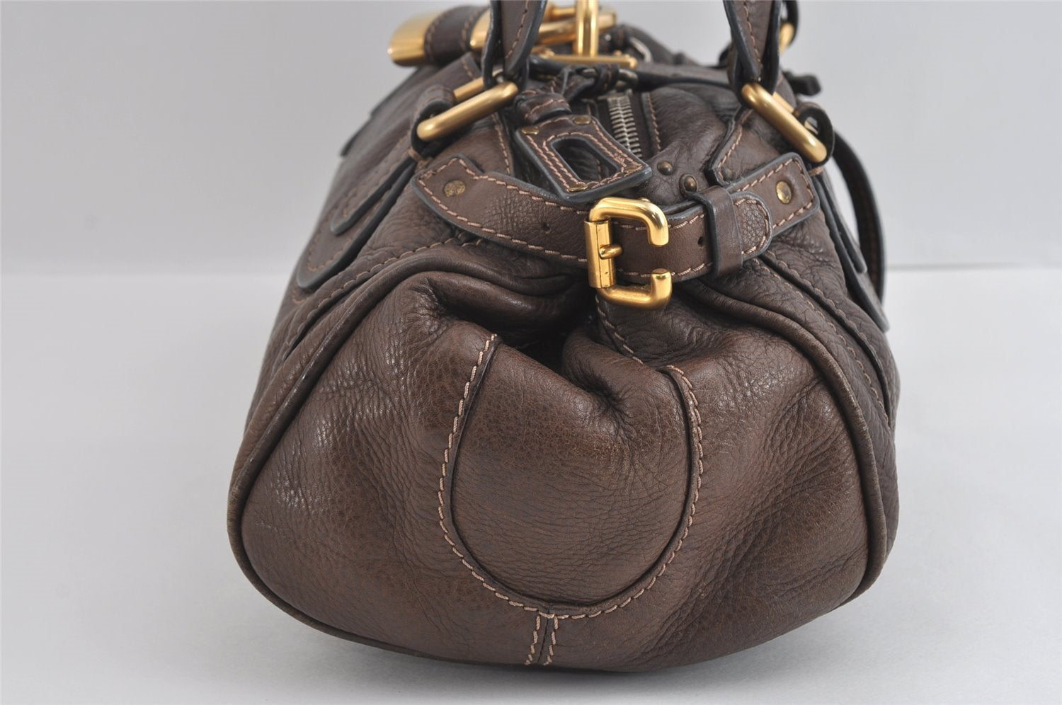 Authentic Chloe Paddington Vintage Leather Shoulder Hand Bag Purses Brown 4705I